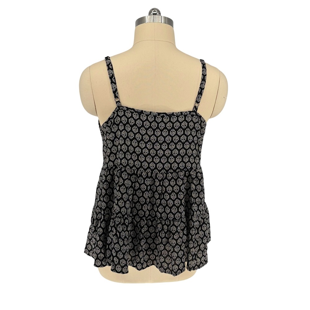 Torrid Peplum Camisole Black White Medallion Print Tiered Size 2 - Picture 2 of 8